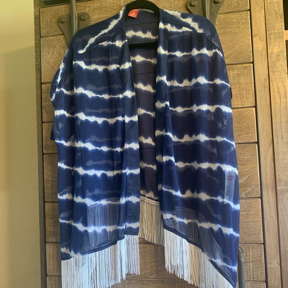 Blue Cover up with fringe